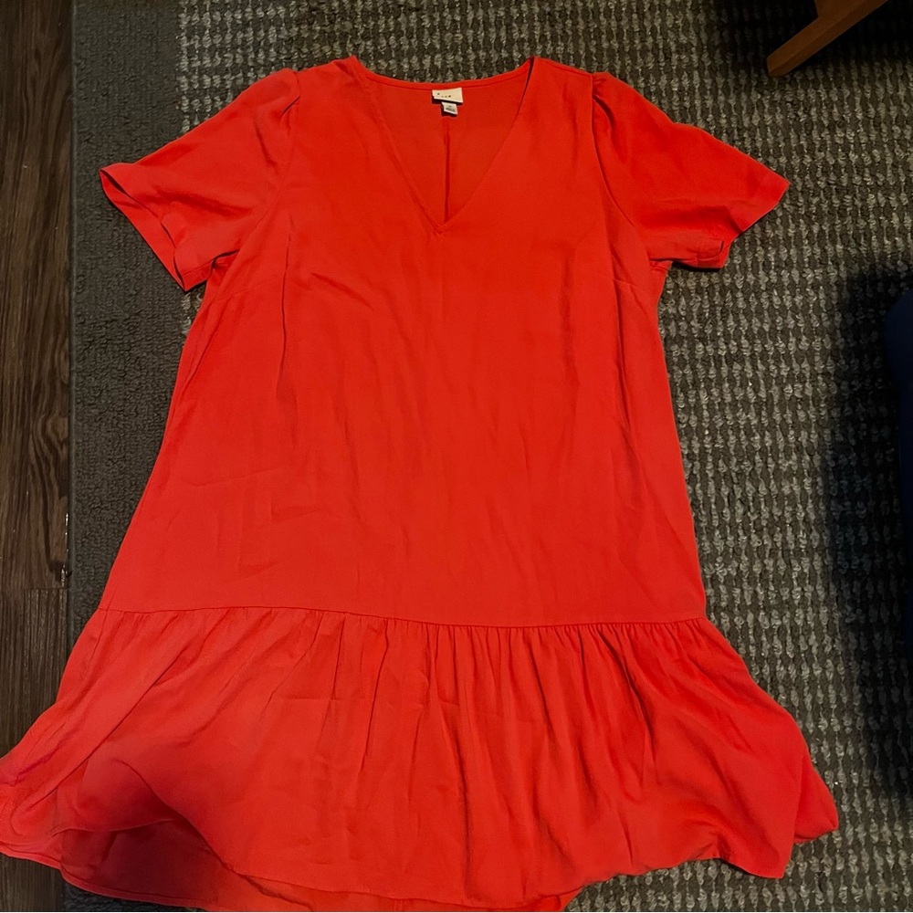 A New Day Red Ruffled V-Neck Midi Dress